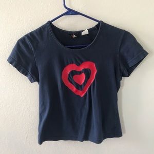 Blue and Red Heart Crop Top